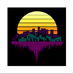 Vintage Retro 80s Sunset City Gift Posters and Art